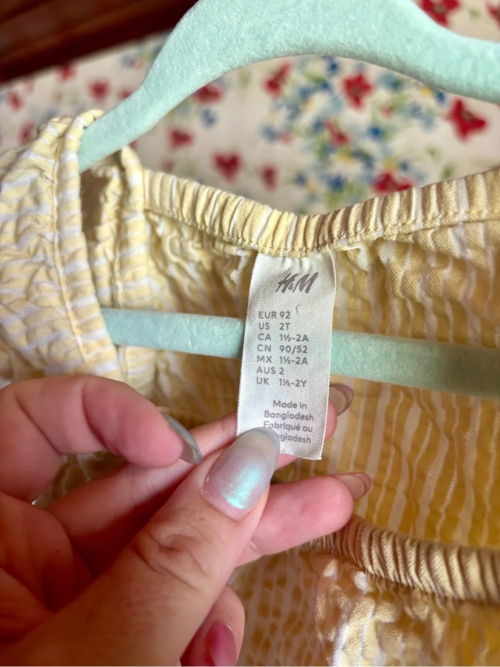 h&m girls 2t yellow striped seersucker tank top & shorts summer set